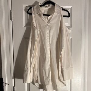 Alice&Olivia Elegant White Women's Cold Shoulder Button Down oversized Blouse